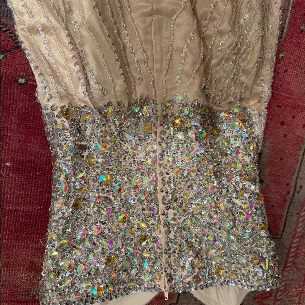 Stunning Strapless Beaded Rhinestone Mermaid Evening Gown - Picture 8 of 15